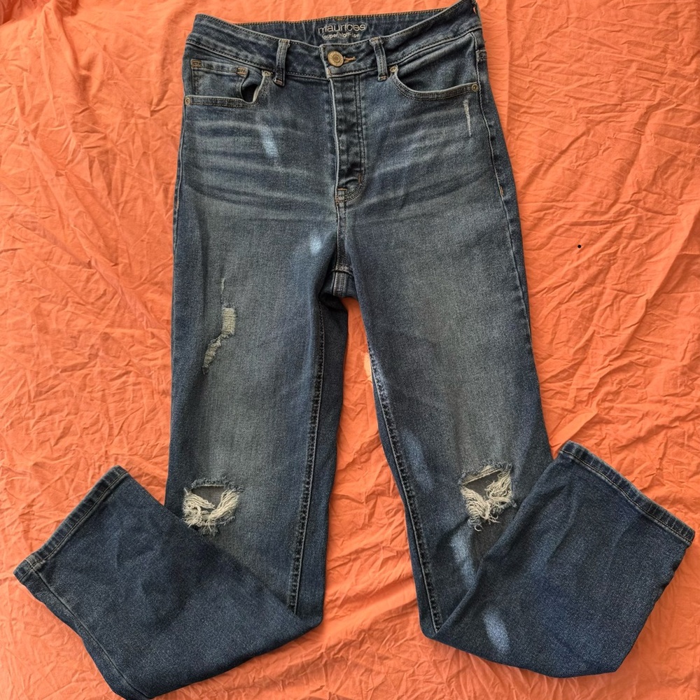 Maurices High Rise Distressed Blue Jeans